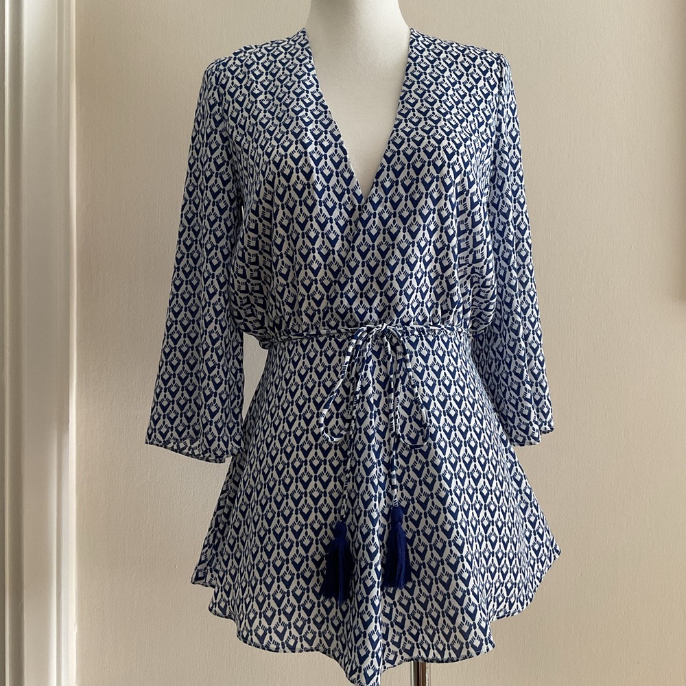 Olivaceous Print Open-Back Romper